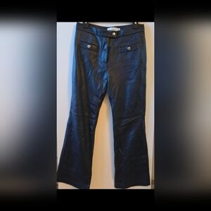 Coach leather pants bootcut flare sz 4 dark navy blue Buttery Soft!
